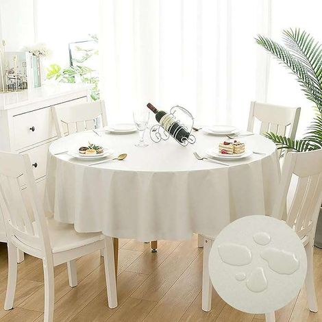 Nappe ronde imperméable et lavable en PVC 100 cm beige