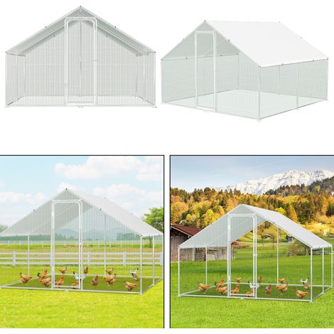 Jiubiaz Recinto exterior para gallinas de 3 x 3 x 2 m con cerradura de seguridad y tela PE impermeable
