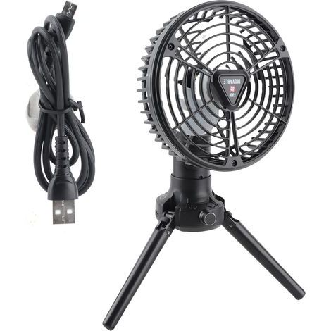 Campingventilator für Zelte, 10400 mAh USB-Akku, mit LED-Laterne, faltbarem Stativ, kabellos und tragbar, ideal fürs Büro, 170° automatische Drehung (1/5)