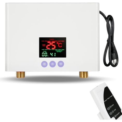 Calentador de agua instantáneo mini de 3000 W para debajo del fregadero, 220 V, sistema de calefacción termostático para lavado, con control remoto y pantalla digital para el hogar, la cocina y el bañ (1/5)