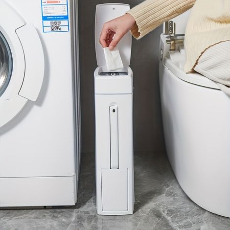 Poubelle d'angle fine (avec brosse WC) — Conçue pour les salles de bain et les toilettes