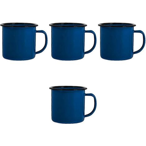 Quatre tasses en fer de style vintage, durables et adaptées à un usage domestique et professionnel. (1/5)