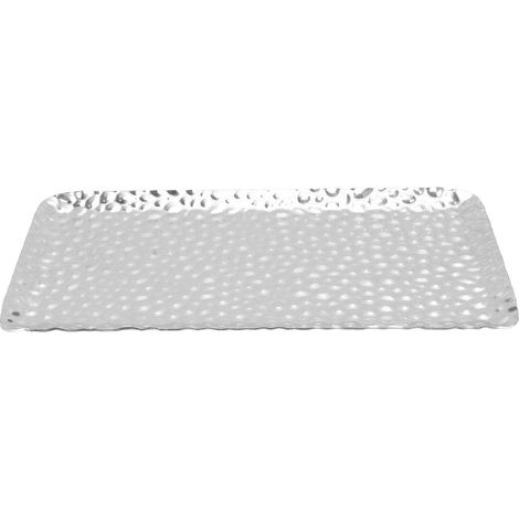 Tablett aus gehämmertem Edelstahl, 19,5 x 9,5 cm, silberfarben. Ideal für Wohnzimmer, Schlafzimmer, Küche und Badezimmer. (1/5)