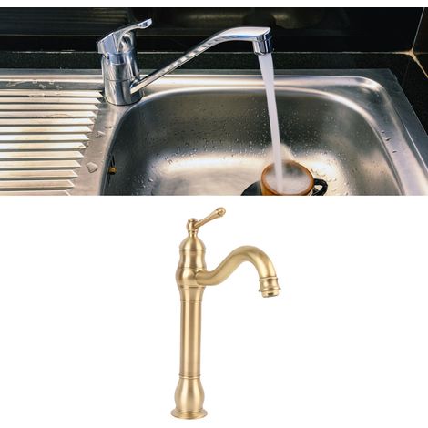 Grifo monomando para lavabo, diseño elegante en cobre antiguo, con 2 mangueras flexibles para control de temperatura, compatible con lavabos. (1/5)