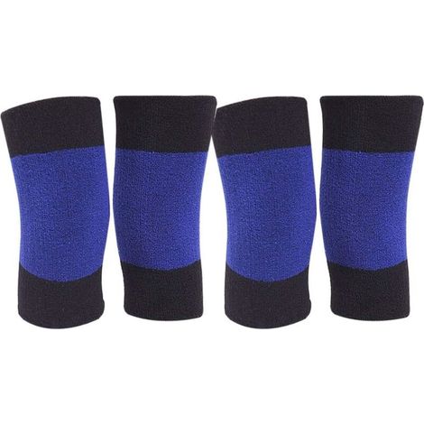 2 paires de genouillères chaudes, coloris noir et bleu, manchons de compression hiver (1/5)