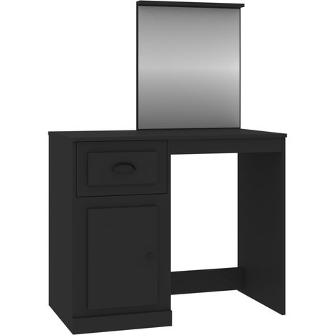Tocador con espejo 90 x 50 x 132,5 cm madera contrachapada negra 020006364
