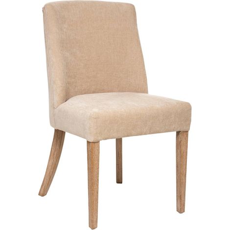 Atmosphera – Chaise Livia beige – Assise épaisse et dossier rembourré – Pieds en bois d'hévéa – Dimensions L. 49,5 x P. 58,5 x H. 89,5 cm (1/5)