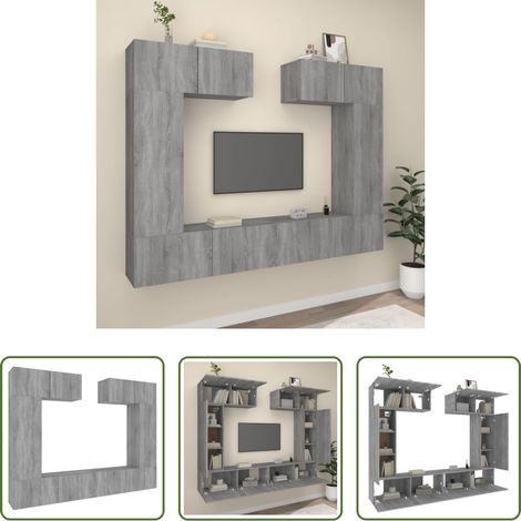 vidaXL Wohnzimmermöbel - 6-tlg. TV-Schrank-Set Grau Sonoma Holzwerkstoff (1/5)