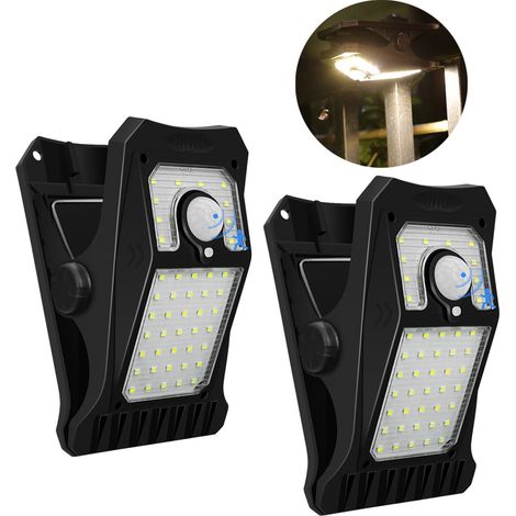lampes solaires capteur de mouvement extérieur étanche lumière sécurité 3 Modes pour clôture bureau mur Garage Patio chaude 45 LED 2 pcs (1/5)