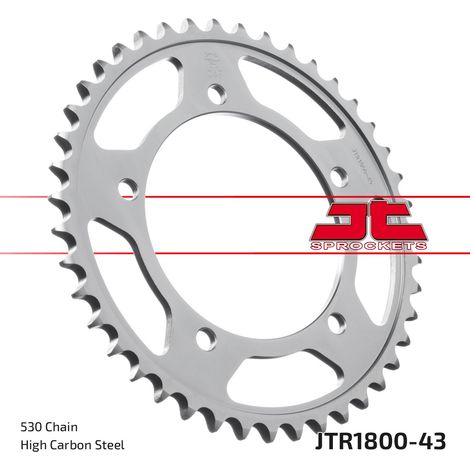 Corona posteriore in acciaio JT R1800-43, 43 denti, misura 530 (1/2)
