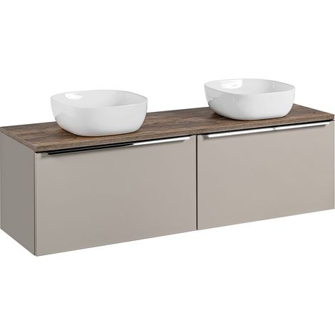 Doppelwaschtisch 160cm Éros mit 2 Schubladen, Taupe