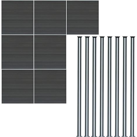 Composite Fence Panel x 7 & 8 Aluminium Posts 6ft Board Grey