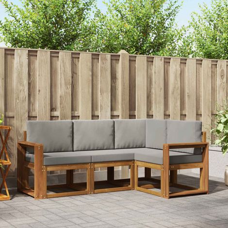 vidaXL Outdoor-Sofagarnitur mit Kissen 4 pcs Natürlich und Hellgrau (1/5)