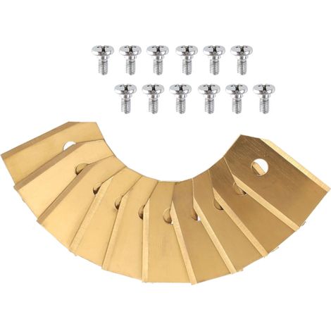 Trade-Shop Ersatzmesser-Set Titan (12 Stück) inkl. Schrauben kompatibel mit Worx M1200i, M500, M700, M900, S300, S450i, S500i / Gold, 35x18mm (1/5)