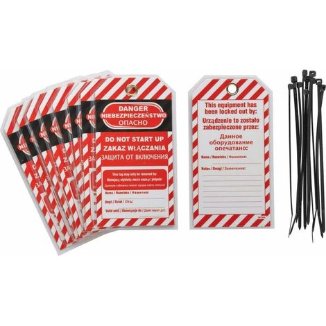 Lot de 10 étiquettes "DANGER - DEFENSE D'ENCLENCHER" - Langue GB/PL/RU -