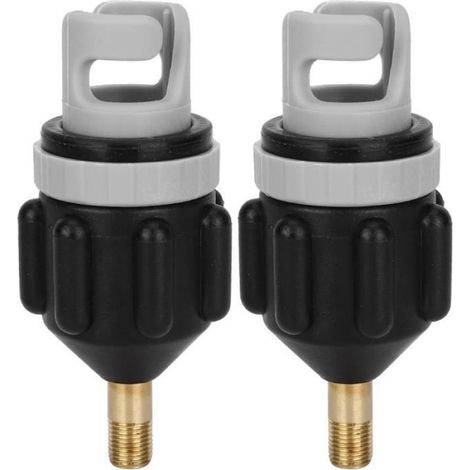 2 pièces Têtes d'adaptateur de pompe à air gonfleur pour planche de surf, paddle et canoë – accessoire de gonflage universel, couleur noir (1/4)
