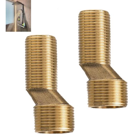 Set mit 2 Messing-S-Adaptern – 3/4"- auf 1/2"-Anschluss – Verstellbare Schwenkarme – Für Dusch- und Küchenarmaturen – Goldfarben (1/5)