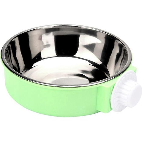 Gamelle pour chien, en acier inoxydable, amovible et suspendue, pour nourriture et eau, pour chien, chat, lapin et petits animaux - Vert - L (1/5)