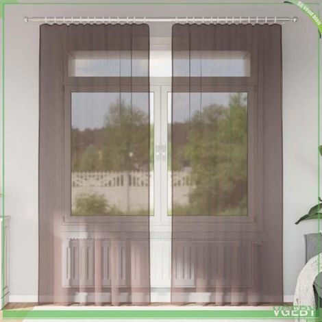 4102174 Rideaux en voile avec passe-tringles 2 pcs marron (1/5)