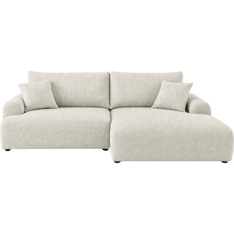ELIAS - Canapé d'angle convertible tissu chenille 3 places Blanc Droit (1/5)
