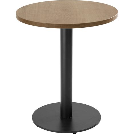 Table à manger ronde 60 cm pied noir et revêtement bois clair (1/5)