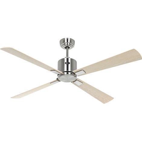 ECO NEO III 132, Ventilator ohne Gehäuse aus gebürstetem Stahl, - Corpo: Cromo Spazzolato - Colore Pale: Acero e Faggio (1/5)