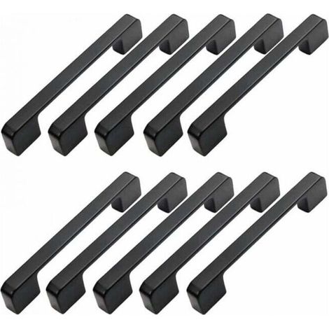 10 Stück Möbelgriff Achsabstand 128 mm - Schwarz Küchentürgriff Möbelstangengriff Schwarzer Küchengriff 128 mm