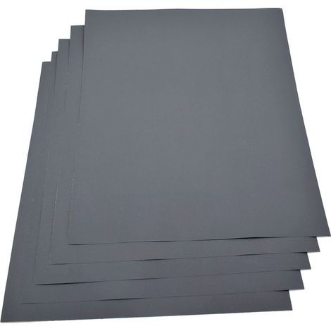Lot de 5 feuilles de papier abrasif imperméable 230 x 280 mm - Grain 1500 humide/sec en carbure de silicium (1/2)