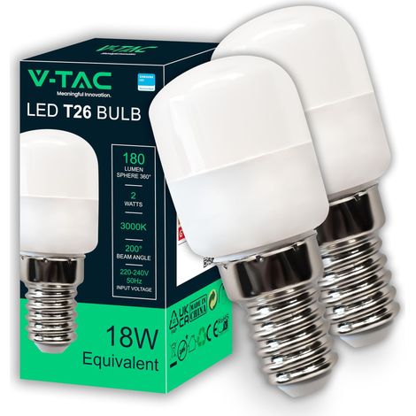 2x Ampoule LED pour Réfrigérateur et Lampes - Culot E14-2W - T26-180 Lumen - Petites Ampoules pour Efficacité Maximale et une économie d'énergie - Blanc Chaud 3000K (1/5)