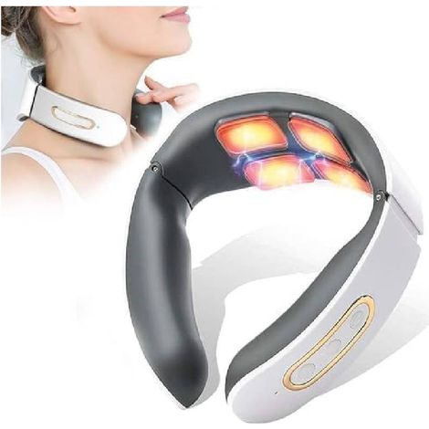 Masseur Cervical- 6 modes masseur 9 étapes masseur Cervical masseur 4 têtes massage pulsé et fonction de chauffage thermostatique pour soulager les douleurs au cou (1/5)