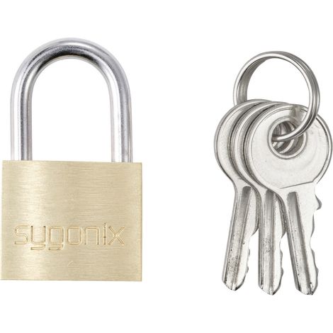 Sygonix SY-5045280 Vorhängeschloss 19.7 mm teilweise gleichschließend   Goldgelb Schlüsselschloss