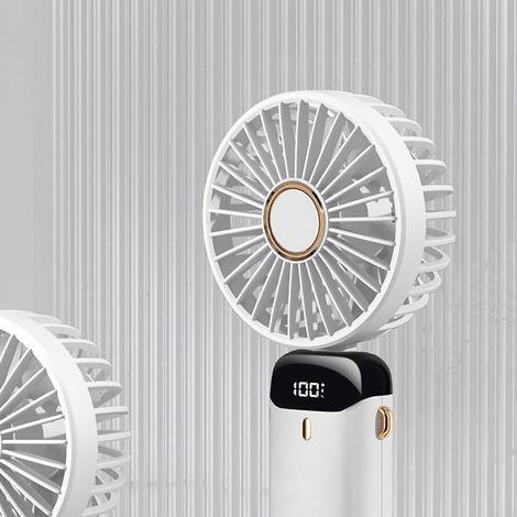 Faltbarer USB-Ventilator mit Digitalanzeige, ergonomischem Griff, ABS/PC-Gehäuse, kleiner Größe, weiß, 3000 mm, Aromadiffusor und Kabel. (1/5)