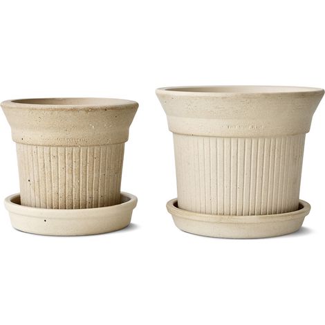 YOSE LIFE Set de 2 macetas, macetas de terracota, terracota natural hecha a mano, macetas, resistentes a las heladas, con platillos