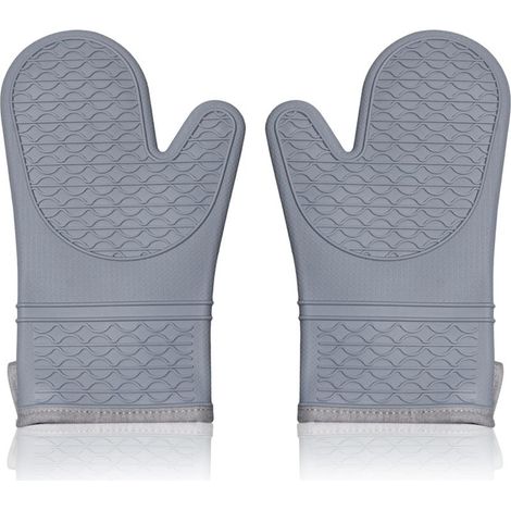 2 gants de cuisine, résistants à la chaleur, doublure coton, surface antidérapante, imperméables, pour four et barbecue (1/5)