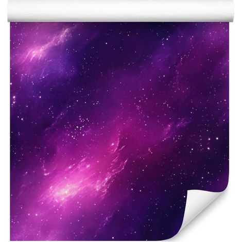 Papel pintado Galaxia en acuarela violeta e índigo, formas suaves, 50x1000 cm (1/5)