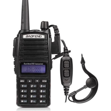 Baofeng UV-82 Talkie-walkie FM radio VHF/UHF à double PTT avec double bande/affichage/veille longue portée (Casque ajouté) (1/4)