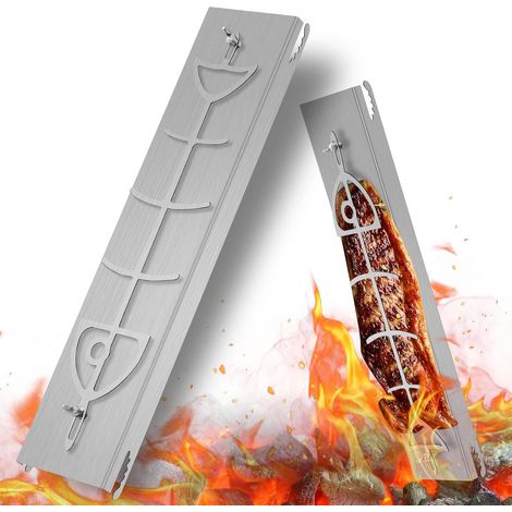 1 Planche à saumon Acier inoxydable Support réversible 5 positions Barbecue sphérique Foyer (1/5)