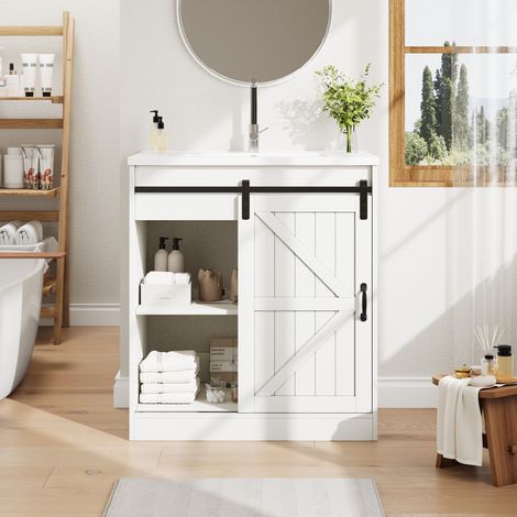 Mobile bagno con lavabo, 76 x 46,5 x 87,5 cm, bianco HAVRYA (1/5)
