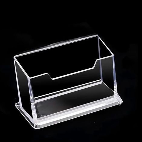 Porte-cartes de visite en acrylique (4 pièces) - Taille S - 97 mm - Grand espace de rangement - Idéal pour organiser vos cartes de visite - Porte-cartes de bureau - Unisexe - Support de table - Porte- (1/5)