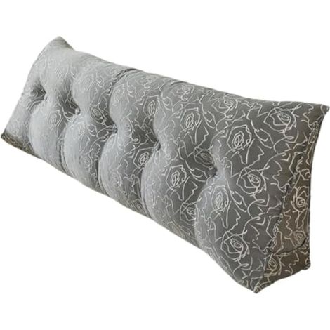 Coussin cale triangulaire rétro pour tête de lit avec housse amovible, dossier en velours ctelé pour lire et s'asseoir, coussin triangulaire pour lit, canapé et dortoir (gris) (1/5)