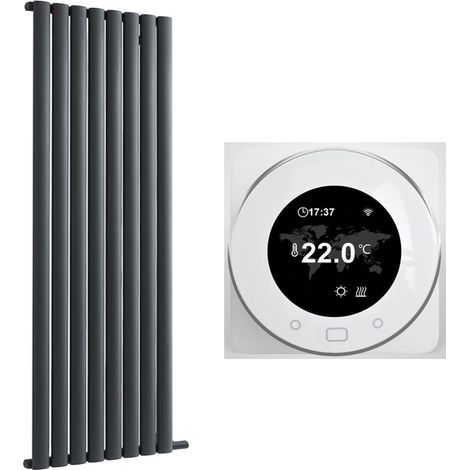 Hudson Reed Vitality Ardus - Radiateur Électrique à Inertie Sèche avec Thermostat Wi-Fi - Anthracite - 178cm x 47.2cm (1/5)