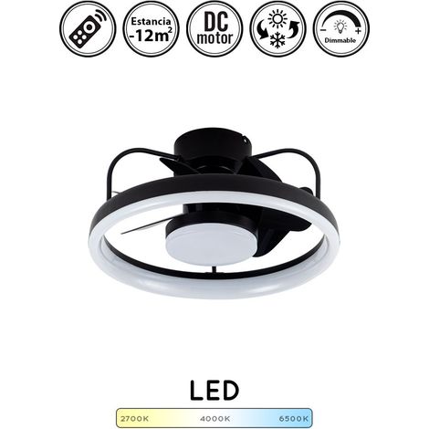 Ventilador de techo con luz silencioso DC con mando Strike negro 49 cm invierno-verano color luz regulable (1/5)