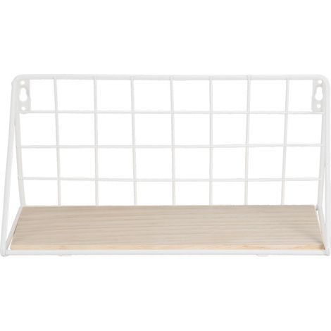 Étagère murale en fer métal, étagère de rangement suspendue pour salon, design industriel robuste, finition blanche, taille S compacte 29x14.5cm (1/5)