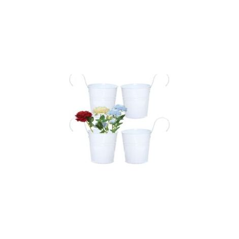 Pot Fleur Suspendu Extérieur 4 Pièces Pots de Fleurs Suspendus pour Balcon Balconniere Exterieur Métal Pots de Fleurs Suspendus avec Trou de Drainage Pot de Fleur pour Une clôture, Blanc (1/5)