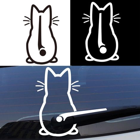 2 Feuilles Pet Autocollant Réfléchissants de Voiture, Chat Adhésif de Fenêtre Décalque, Voiture Essuie-Glace Autocollant (1/5)