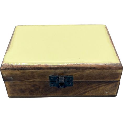 Boîte moyenne en bois émaillé en céramique - 15x10x6cm - Béton- Vendu par 1