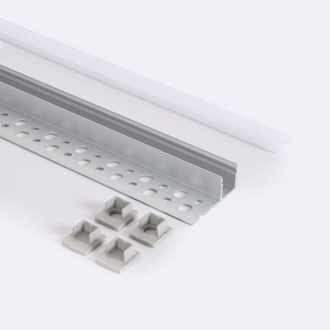 Aluminiumprofil Integrierung in Gips/Pladur für LED Streifen bis 8 mm Aluminium 2 m Weiß transluzent