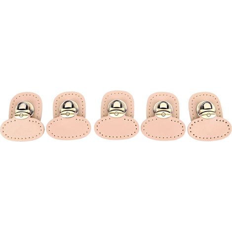 5 Fermoirs à Poussoir Cuir Véritable Métal Robustes Trous Prépercés pour Sac à Main Valise Bagage Rose (1/5)