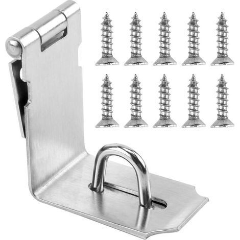 Sliding Door Lock, Lockable Door Latch, Heavy Right Angle Latch, Stainless Steel Security Padlock for Cabinets, Doors and Warehouses (1/5)