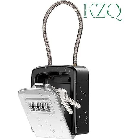 Boîtier de Rangement Clés Amélioré, Boîte à Clés Sécurisée avec Cadenas à Combinaison 4 Chiffres Étanche, Capacité 5 Clés pour Maison, Entrepôt, Fournitures Scolaires - KZQ (1/5)